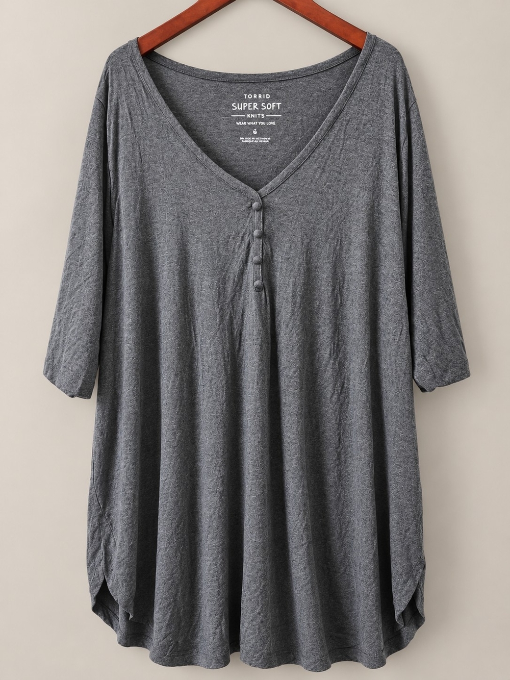 Torrid Charcoal Gray V-Neck Tunic- 6x